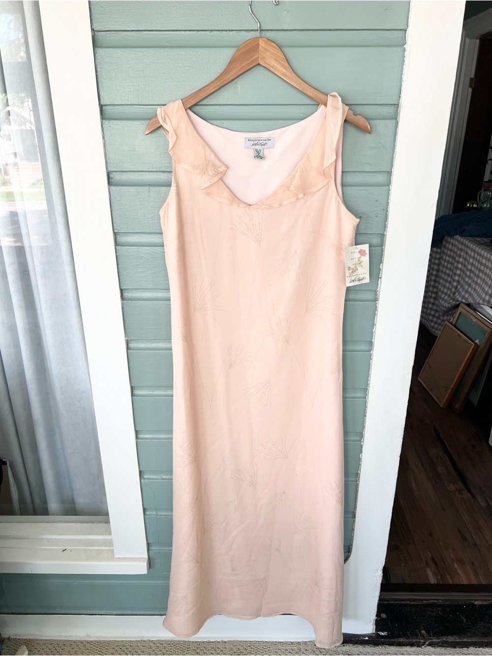 Vintage deadstock y2k NEW lord and Taylor 100% silk pink floral dress soft girl
